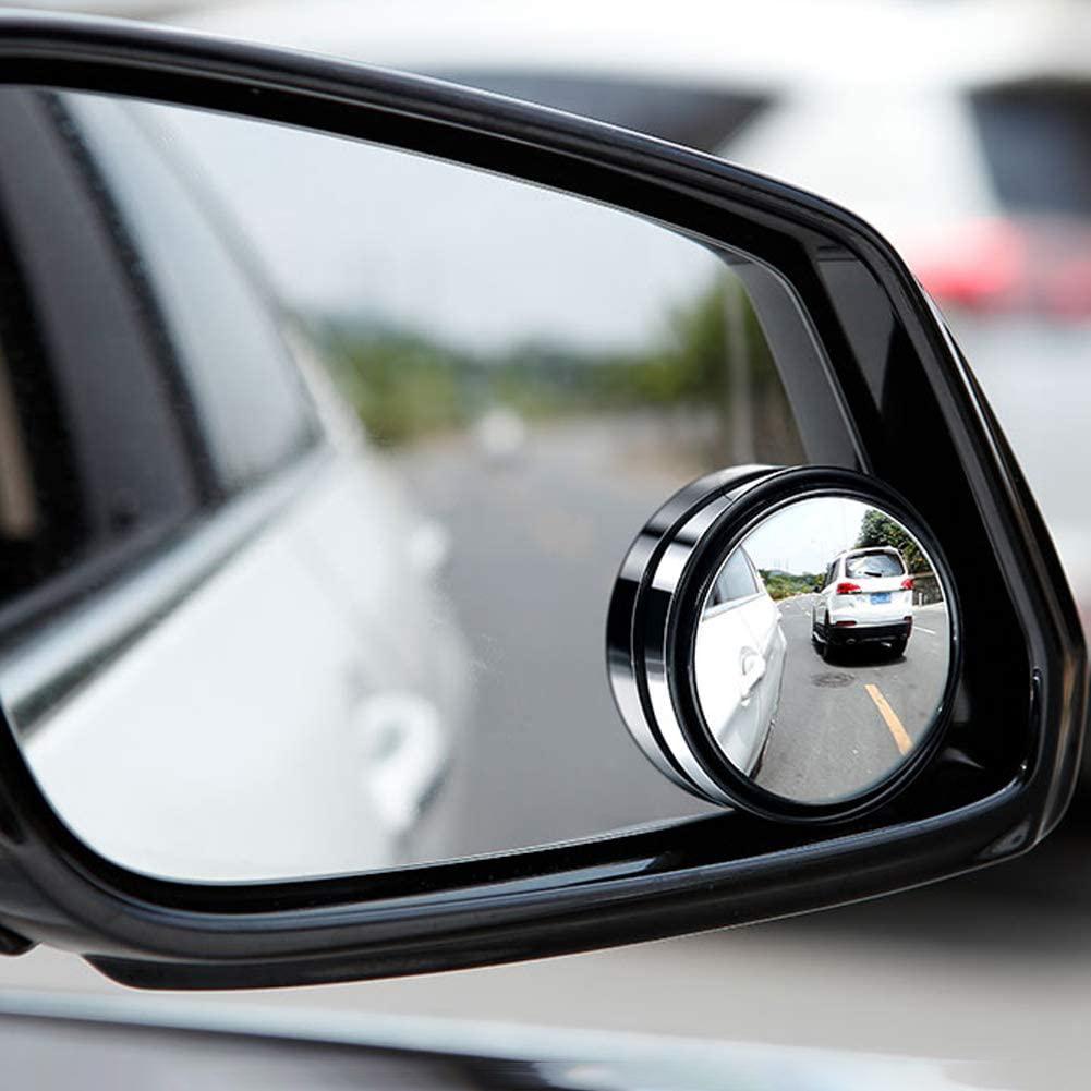 2Pcs Blind Spot Mirror 360 Degree Adjustable HD Glass and ABS Housing Convex Round Stick On Mirror