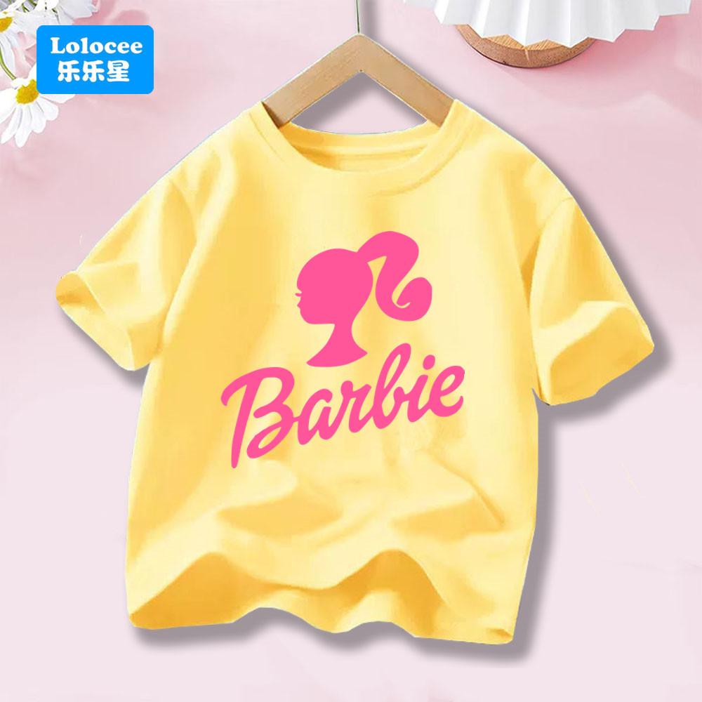 Cartoon T-shirt Girl's Letter Top Round Neck Short Sleeve Printed Summer Clothing Anime Children's T-shirt