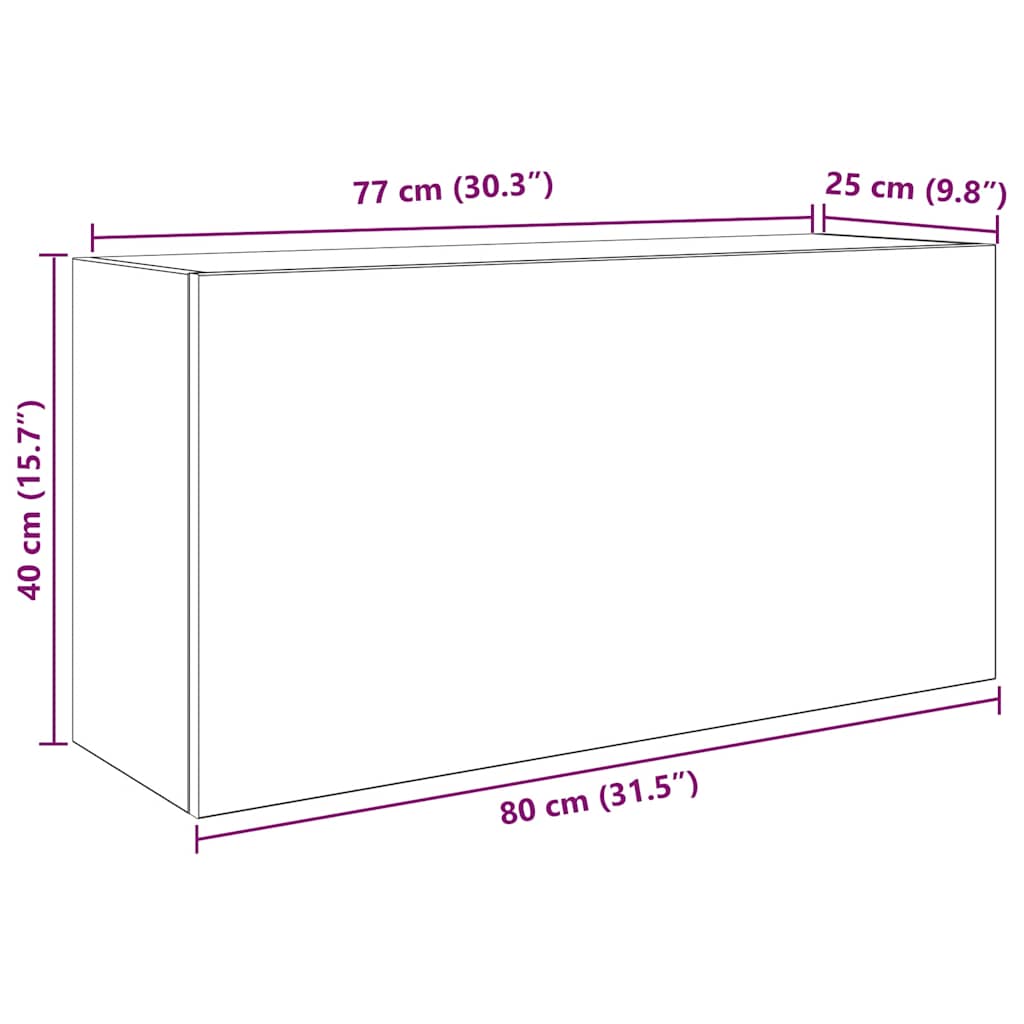 Bathroom Wall Cabinet Grey Sonoma 80 x 25 x 40 cm Particleboard