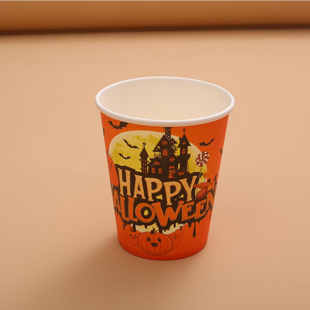 Cross-Border Halloween Party Disposable Plate Set: Pumpkin & Bat Paper Cups and Plates