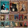 Retro Katze Kaffee Metallschild Vintage Küchenschilder Lustige Blechschilder Haus Küche Garten Bar Dekor Kunstposter x Zoll