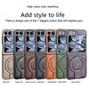 Premium Leather Magnetic Fold Phone Case for Samsung Galaxy Z Flip 7 FE 6 5 4 3 Anti-Drop Fine Metal Ring Bracket Protect Cover