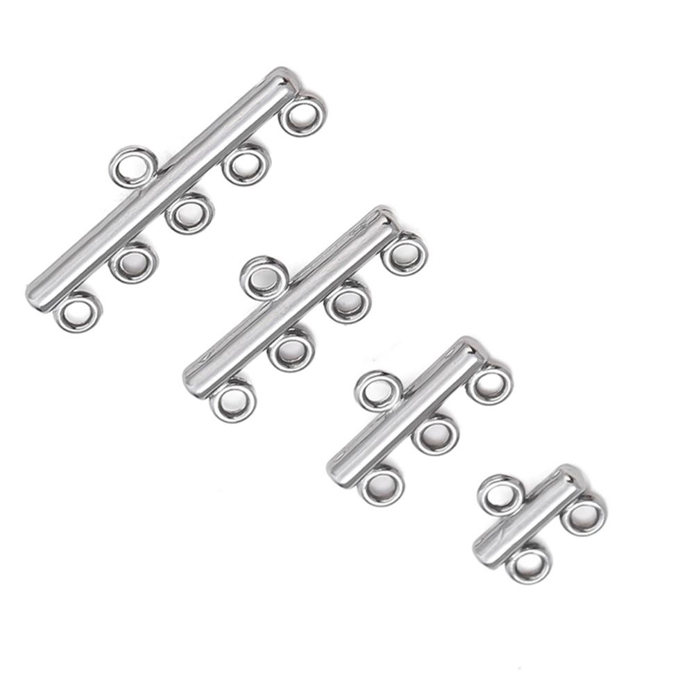 5pcs 2-5 Strands Stainless Steel Multi-Hole Layer Clasps Pendant Connector for DIY Necklace Bracelet Jewelry Making Findings