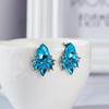 Fashion Classic Full Crystal Waterdrop Leaf Stud Earrings For Women Men Elegant Dainty Rhinestone Flower Earring Wedding Jewelry