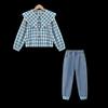 Girls' Plaid Ruffle Shirt & Jogger Denim Pants Set