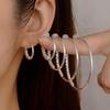 Rhinestone Gold & Silver Earrings - Fashionable, Light Luxury Hoops for Women, European & American Commuting Style.