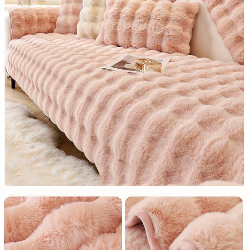 2024 New Cream Tuscan Rabbit Thickened Plush Pillow Throw Sofa Bedroom Tatami Backrest Cushion Non-slip Seat Mat