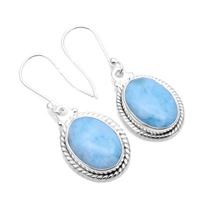 Orecchini con pietra preziosa Larimar in argento sterling 925 massiccio, fatti a mano, regalo per donne e ragazze E-1287