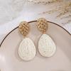 Retro bohémské oválné náušnice z rafie pro ženy