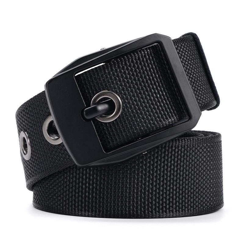 Pin Buckle Men's Belt Outdoor Tactical Nylon Canvas Belt on Both Sides Casual Versatile Trousers Belt