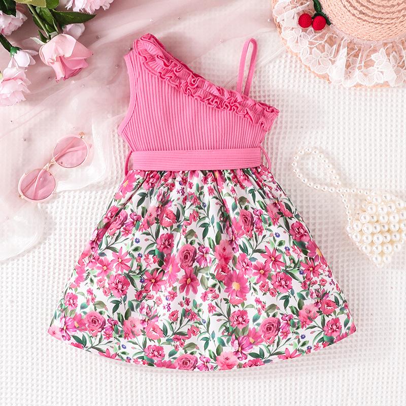 Modisches Sommerkleid für Mädchen, lässiges ärmelloses Kleid für Kinder