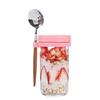 Stable Glass Cups with Lid and Spoon Functional Glass Oats Container With Lid And Spoons Perfect For Portable Meals