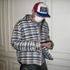 High-Quality Plaid Lapel Down Jacket: Pure Cotton, Brushed, Neutral Old Money Style, Loose Fit, Warm Zipper Outerwear.