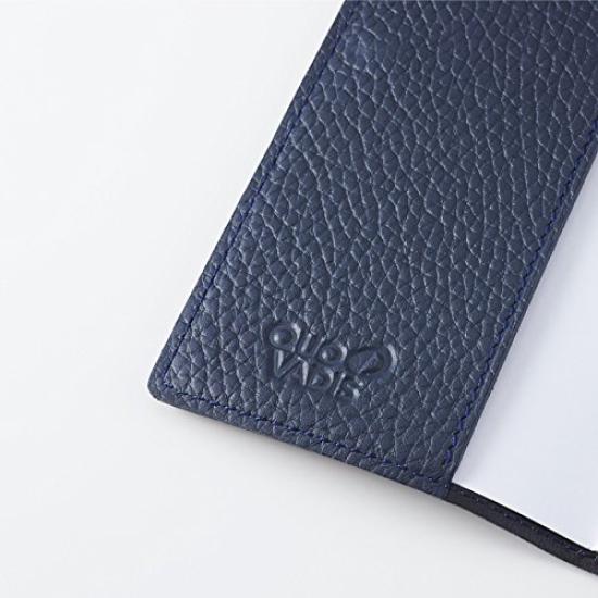 Quo Vadis Anteckningsbok Äkta Läderfodral Taurillon 16x16cm Marin qv16x1620ma (Nötskinn)
