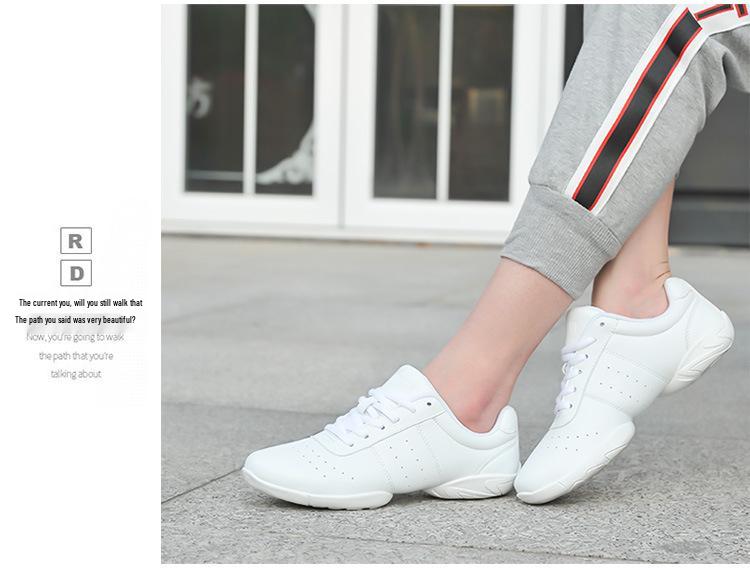 Yingrui Women's White Aerobic Dance Shoes - Soft Sole, Non-Slip, Perfect for Cheerleading and Children's Training (Model 610)