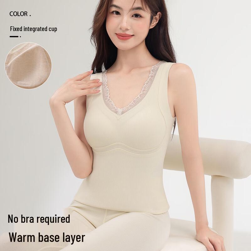 Duqingmao Damen V-Ausschnitt Maulbeerseide Kaschmir Thermounterwäsche Oberteil