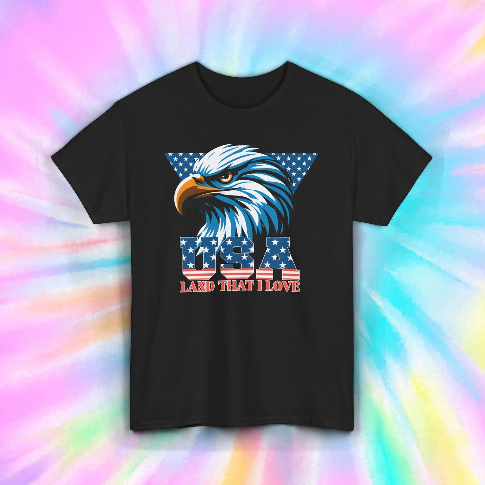 USA Land That I Love T-Shirt | Patriotic Eagle Graphic Tee | S-5XL XL
