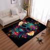 Colorful Skull Pattern Carpet with Floral Design, Gothic Home Decor Suitable for Use As an Anti-slip for Living Room Bedroom Sofas
