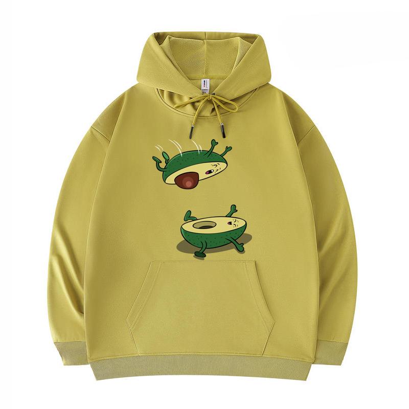 

Men s Hoodies The Avocado Jump Print Funny Harajuku Style Twill imitation cotton Hoodies