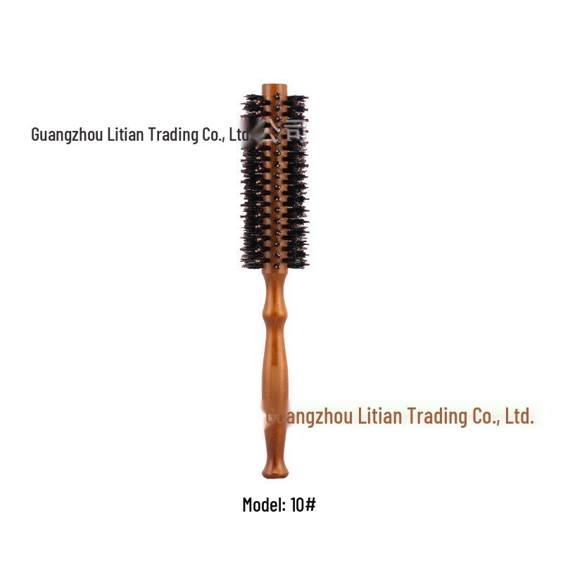 Natural Boar Bristle Hair Roller Brush - Solid Wood Straightening & Curling Comb for Salon Use