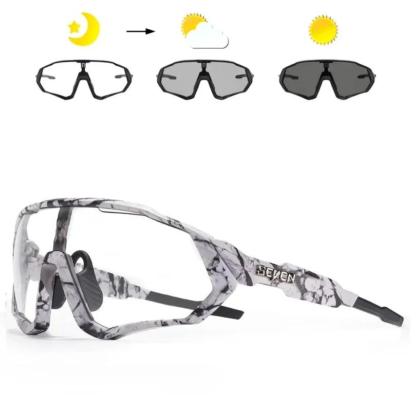 Scvcn-New Style Sunglasses Photochromic Sport Cycling Glasses Bicycle Eyewear Mountain Bike Cycl Goggles UV400 MTB Road for Men