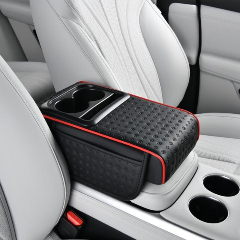 Leather Car Center Console Cover Comfort Armrest Pad Easy Installation Storage Box for Driving Fatigue Reduction