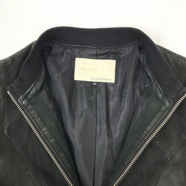 ENCHANTEMENT Genuine Sheep Leather Jacket Blouson Outerwear/Women’s Size M/38/Black/Full Zip(USED)
