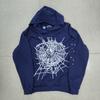 European and American Trendy Brand Sp5der Spider Web Print Hooded Sweater for Men and Women Loose Heavy Fleece Hip Hop Couple Hoodie