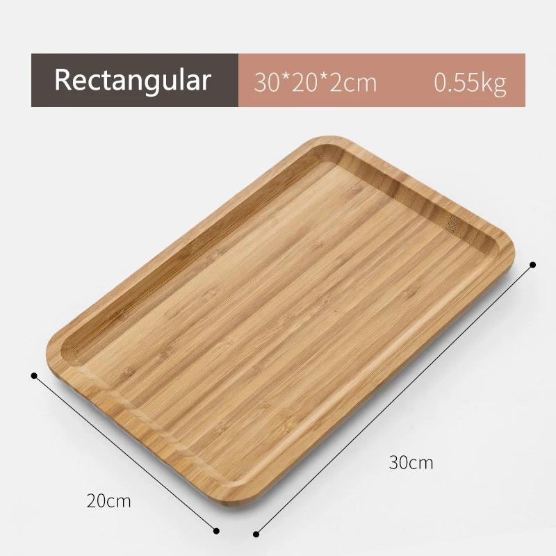 Japanese Style Bamboo Tea Tray Rectangular and Round Serving Trays Kitchen Platter Food Plate for Snacks Dessert and Breakfast