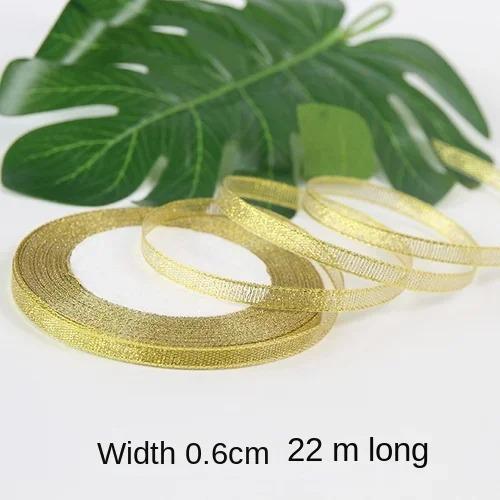25yards/roll Gold Silver Metallic Glitter Ribbons for Apparel Garment DIY Accessories Crafts Sewing Fabric  Supplies Gift Wrap