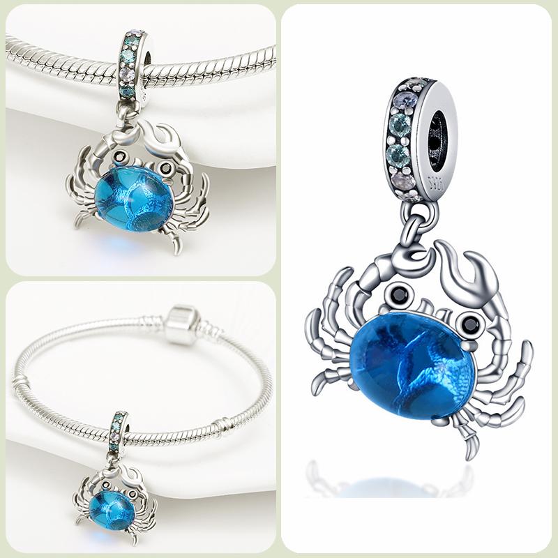 Modne koraliki zawieszki S925 ze srebra próby 925 w stylu klasycznym i romantycznym z motywem żółwia lotosu, odpowiednie do oryginalnej bransoletki DIY na prezent