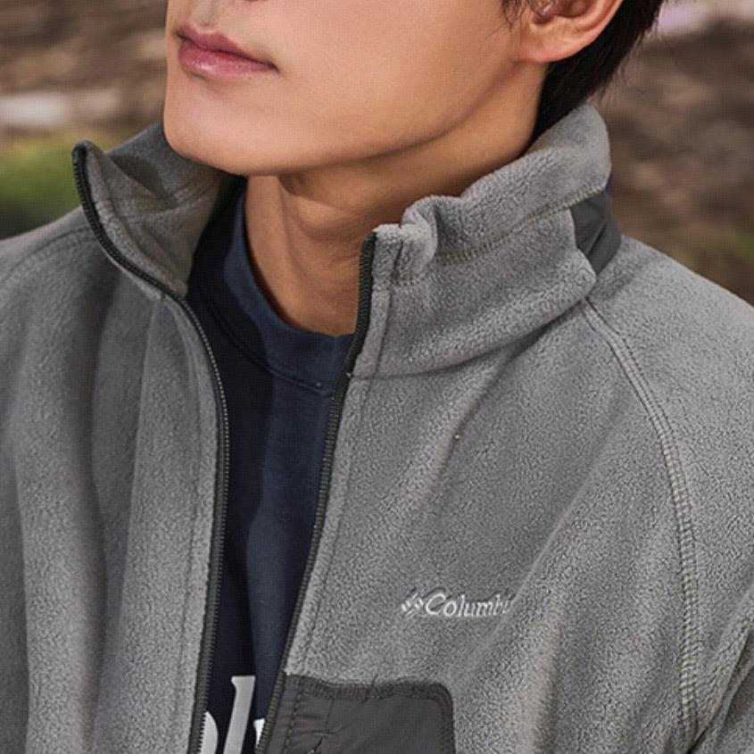 Columbia Solid Color Logo Zip Stand Collar Jacket Men Jackets Gray AE0781-023