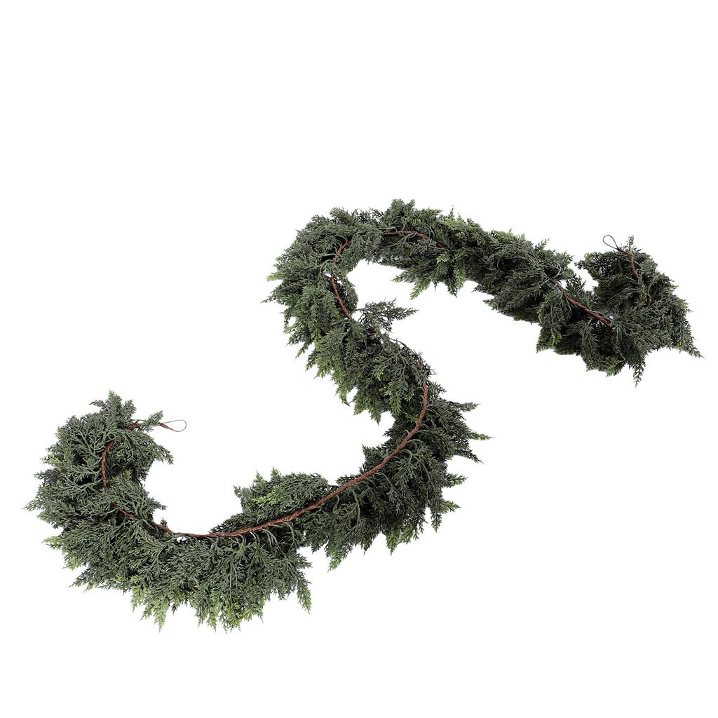 6FT Artificial Green Cedar Garland Xmas Faux Greenery Garland for Home Fireplace Mantle Indoor Outdoor Holiday Party