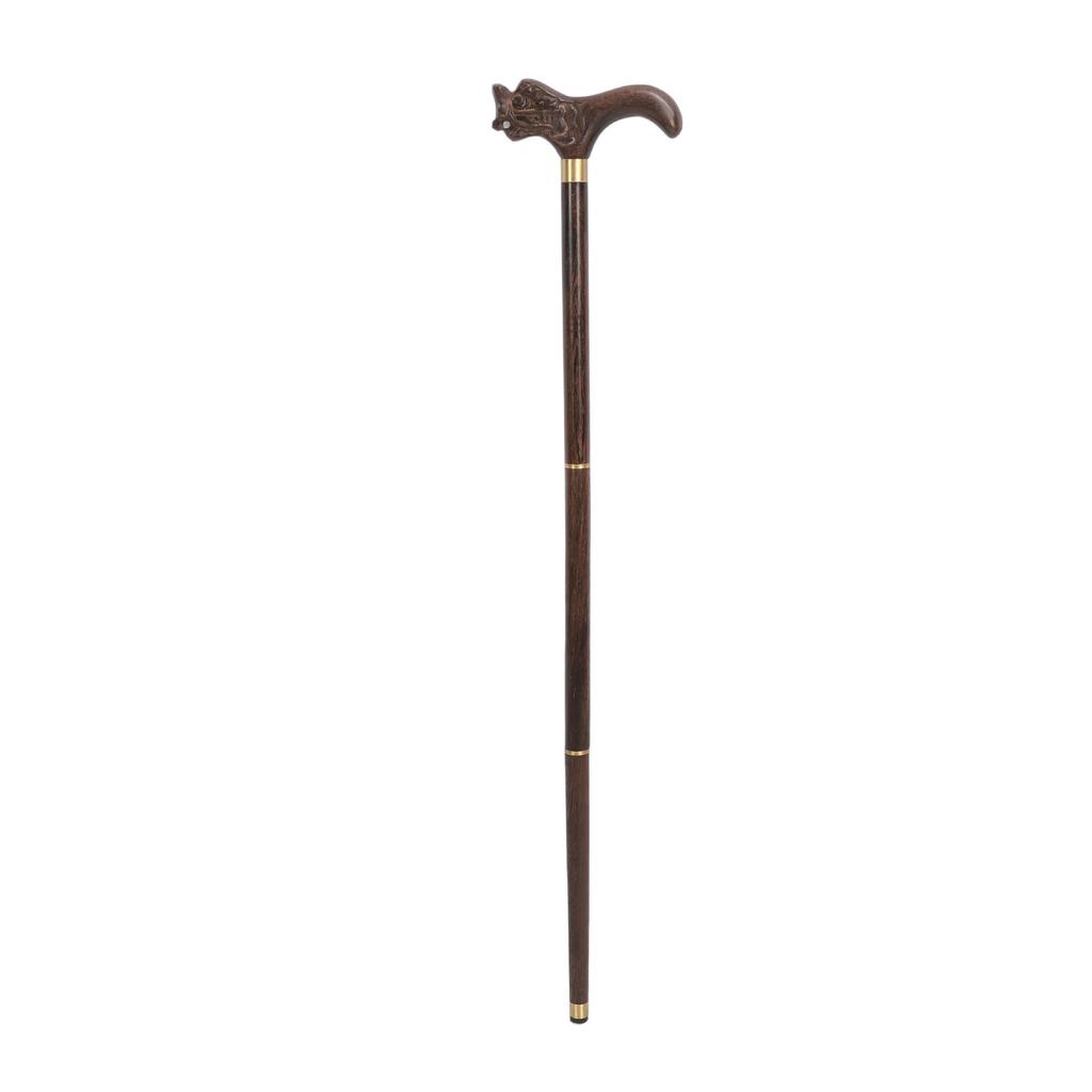 3 Sections Wooden Walking Cane Wenge Collapsible Folding Hand Walking Sturdy Ergonomic Stick for