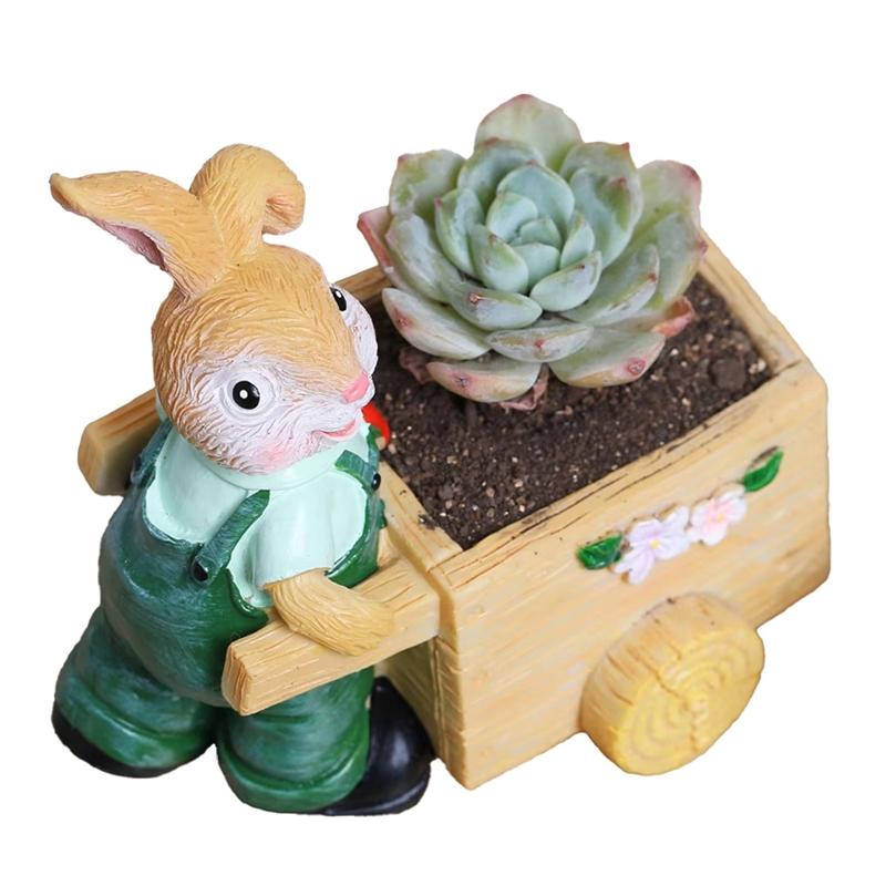 Easter Bunny Cartoon Planter,Flower Pot For Succulents, Multi-Purpose Craft Decoration For Shelf,Adorable Bunny Design
