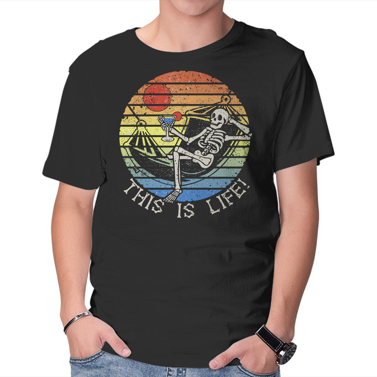 Unisex Crew Neck T-Shirt This Is Life Graphic Short Sleeve Casual Tee XXXL