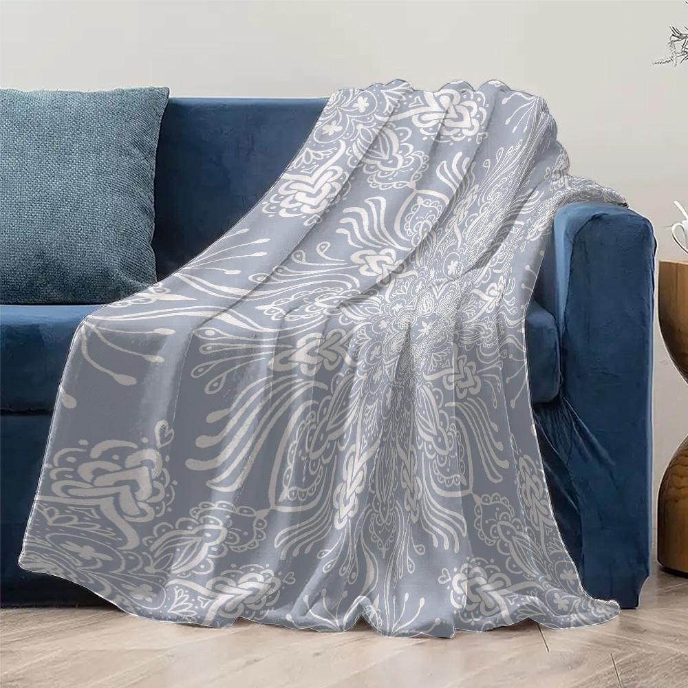 Boho Floral Knitted Throw Blanket Soft Cozy Bed Blanket For Sofa Couch Decoration Gift