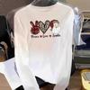 (Asian Size) holiday trend Print T Shirt Graphic Tee Women merry Christmas new year Casual Fashion Top o-neck Clothing Long Sleeve T-shirts