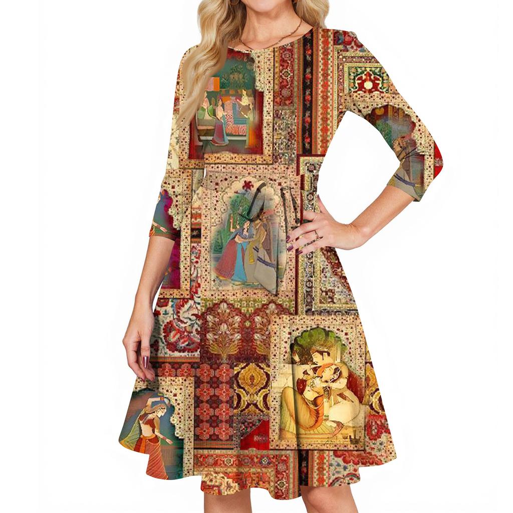 Damskie Sukienki Koktajlowe Rękaw 3/4 Sukienka Vintage dla Gościa Weselnego