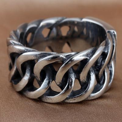 Herren Punk Vintage Titanstahl Motorrad Kette Ring