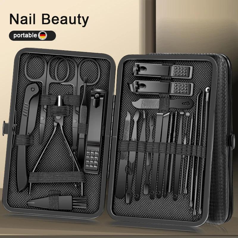 8/12/15/20/24 PCs manicure cutters nail clipper set household stainless steel ear spoon pedicure scissors tool for beauty