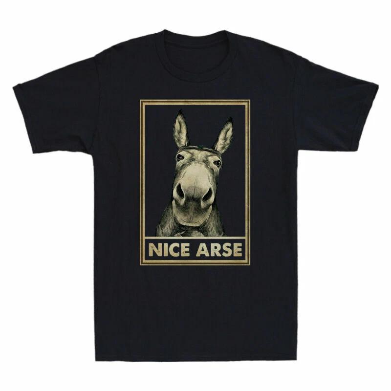 Donkey Nice Arse Funny Donkey Animal Lover Gift Vintage Men s T-Shirt Black Tee XS