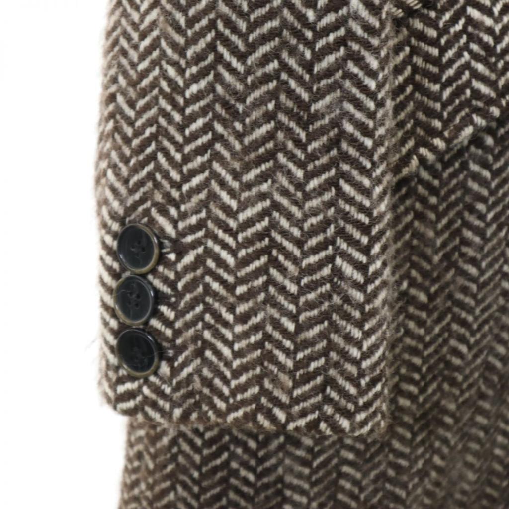 KENZO Made in France Herringbone Pattern wool Chester coat 42 Brown Women Used