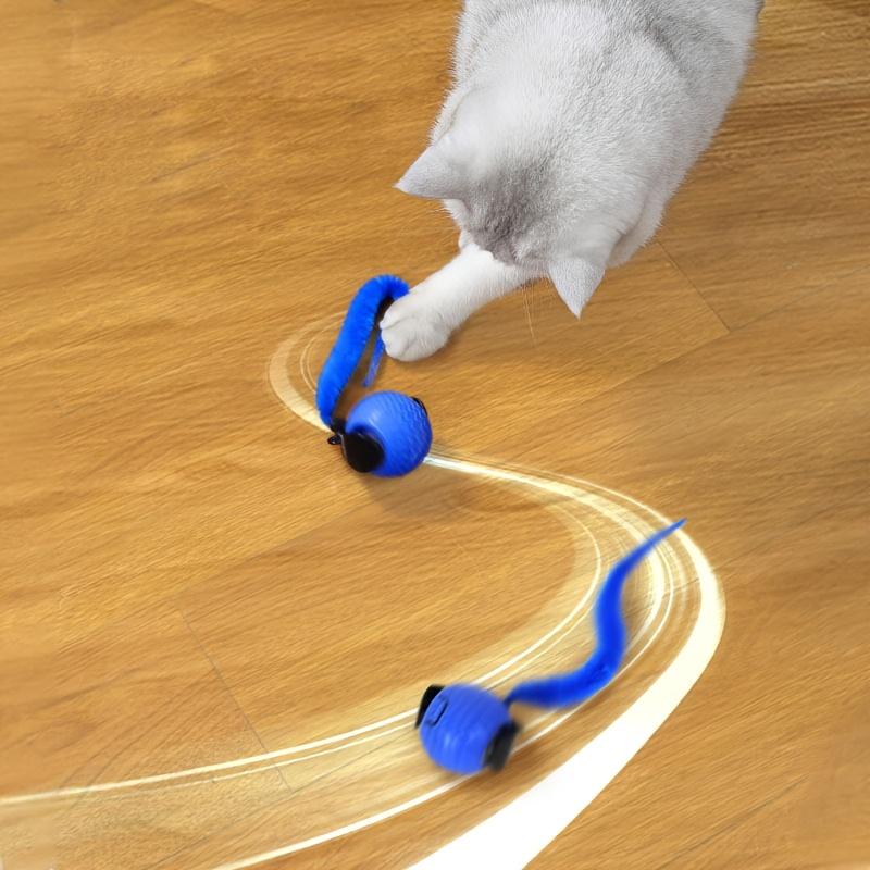 1pcs New Orange And Blue Smart Interactive Cat Toy Ball Features Upgraded Collision Detection And a Realistic Tail