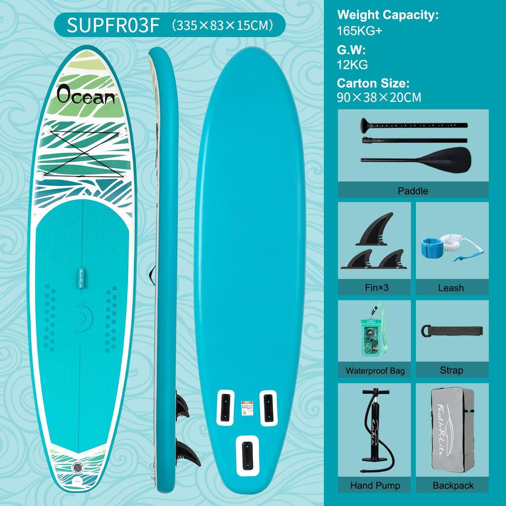 FunWater SUPFR03F Tavola Stand Up Paddle Gonfiabile – 335x83x15 cm – stabile, leggera e completa per principianti e utenti avanzati