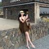 French Pleated Neck Suspender Dress Women's Summer Pure Desire Temperament Loose and Thin Small Bud Short Skirt