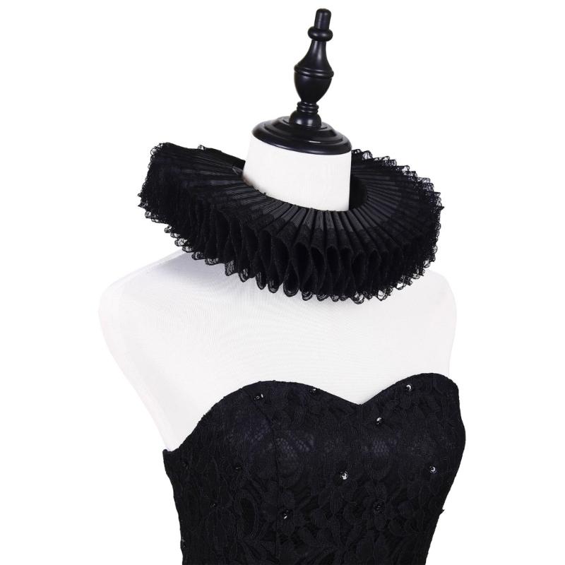 Comfortable Elizabethan Neck Ruff Victorian Ruffle Choker Adjustable Neck Ruff for Medieval Costume