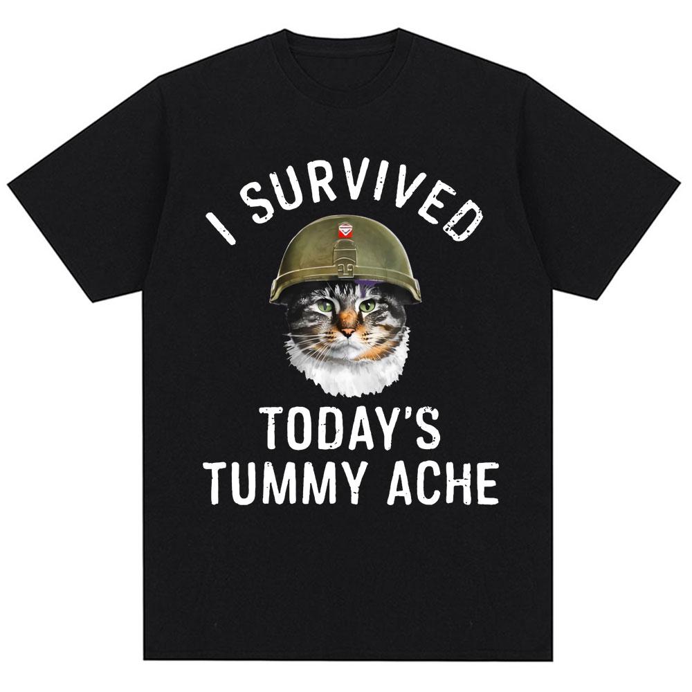 Thousand Yard Stare Cat Funny Meme T-shirt Humor Style Vintage High Quality T Shirt Men Women Oversized Casual Cotton Streetwear