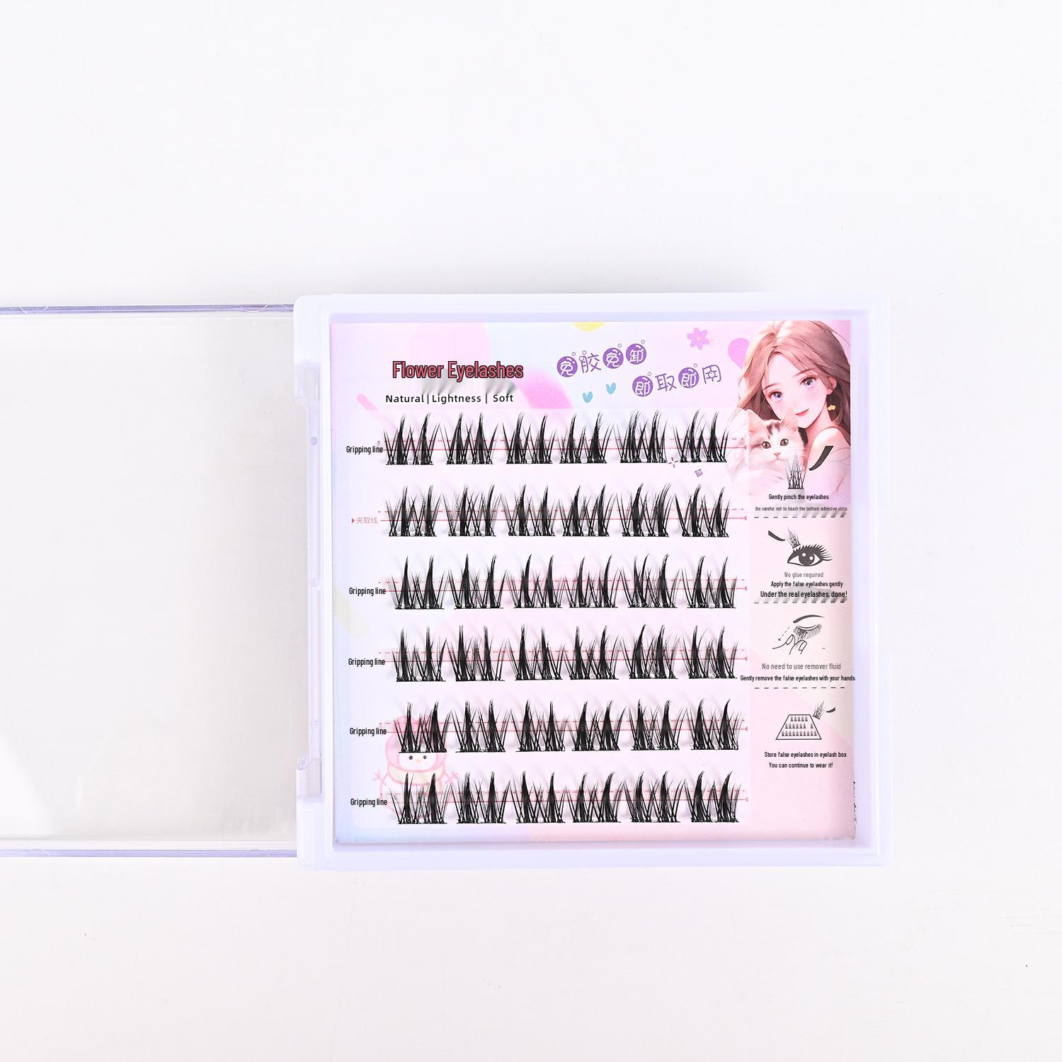 

Natural Fox-eye Self-adhesive False Eyelashes - Glue-free, Thick, Curled Simulation Eyelashes