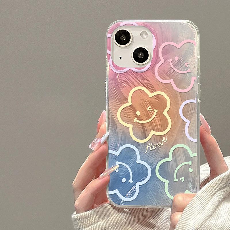 

Подходит для Apple 15 Чехол для мобильного телефона Iphone14pro Размазанное улыбающееся лицо Цветок Невидимый кронштейн 13 Перо пряжа IMD Большое отверстие iPhone SE (2nd Generation)